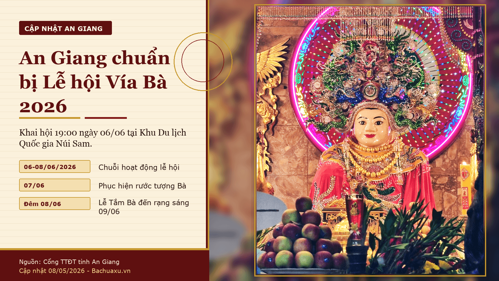 Banner tượng chuẩn Lễ hội Vía Bà Chúa Xứ Núi Sam 2026